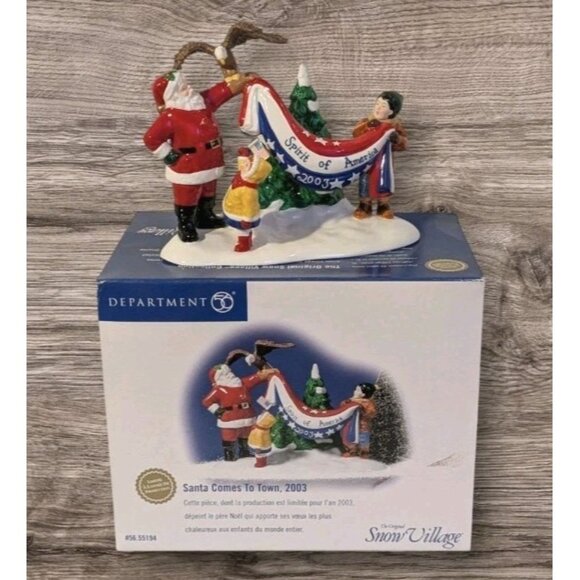 Dept 56 Santa Comes To Town 2003 Snow Village Christmas  Retired Patriotic Box - Picture 1 of 16
